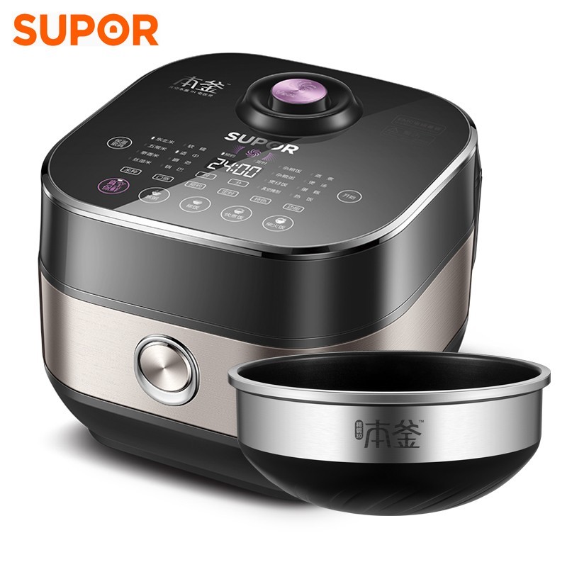 蘇泊爾 (SUPOR )4L真空烹飪電飯煲精鋼本釜內膽IH電磁加熱智能預約特設腌制功能CFXB40HC41